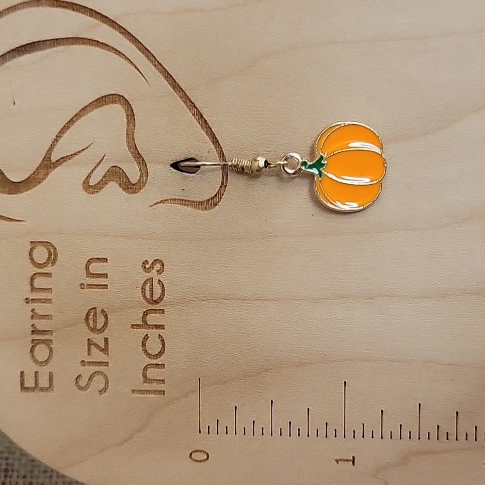 DAINTY PUMPKIN CHARM EARRINGS - Picture 5 of 5